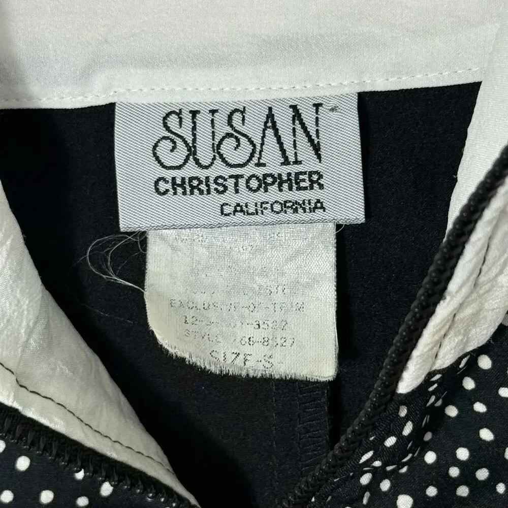 Vintage Susan Christopher Windbreaker Jacket‎ Colorblock Polka Dot USA S